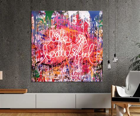 Mr Brainwash Life is beautiful Brainwash Heart Contemporary | Etsy