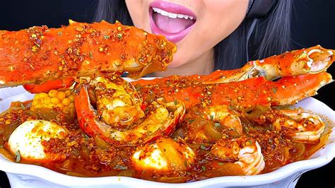 ASMR GIANT KING CRAB, LOBSTER & SHRIMP SEAFOOD BOIL MUKBANG (EATING ...