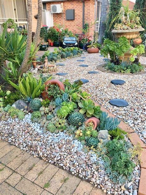 Succulent xeriscape | Succulent garden landscape, Succulent garden ...