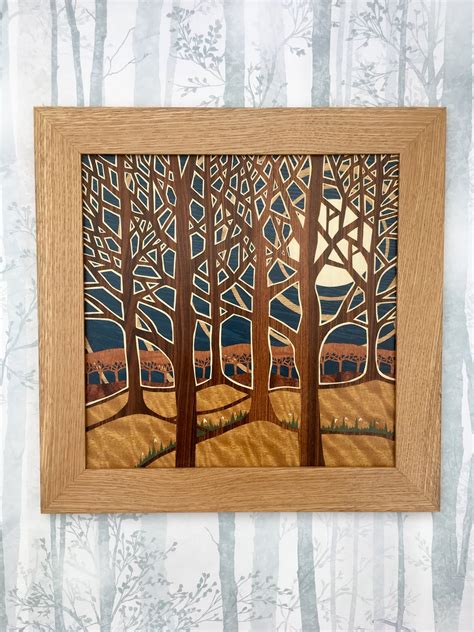 Modern Tree Wall Art, Hand Cut Marquetry Trees Wall Art, Stylish Tree ...