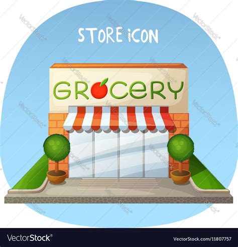 Store icon grocery shop market building cartoon Vector Image