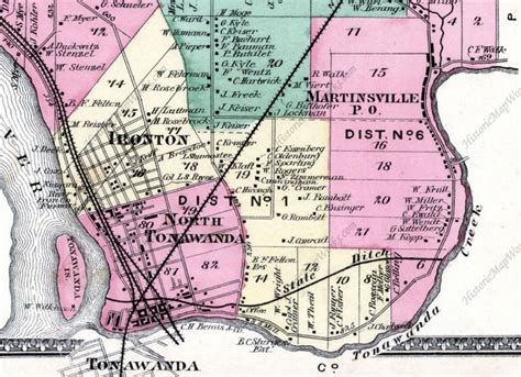 1875 Map of North Tonawanda, Ironton, and Martinsville