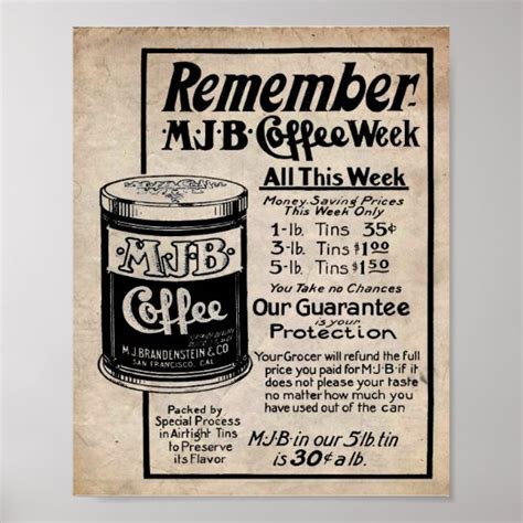 Vintage Coffee Ad MJB Coffee Sale Print | Zazzle.com