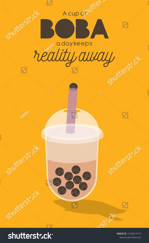 Cute Bubble Teaboba Character Poster Template Stock Vector (Royalty ...