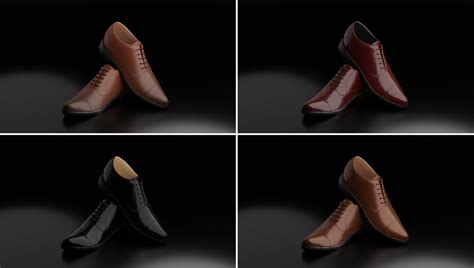 ArtStation - 4 Classic Formal Oxfords Shoes - Low Poly | Game Assets