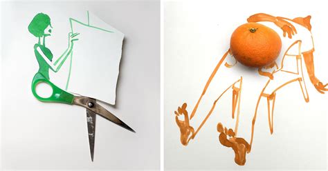 20 Creative Drawings Completed Using Everyday Objects By Christoph ...