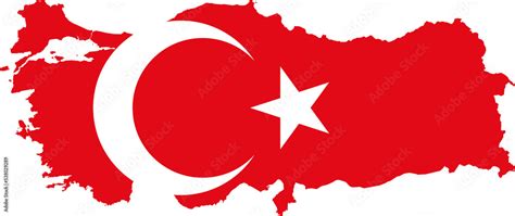 Turkey Map Flag. Turkish Border Boundary Country Shape Nation National ...