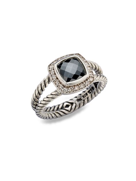 David yurman Diamond Hematite Sterling Silver Ring in Silver | Lyst