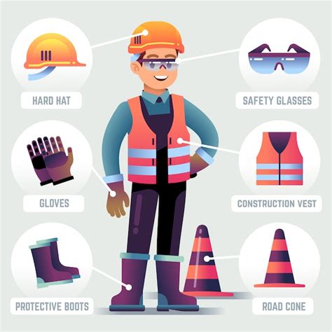 Premium Vector | Worker with safety equipment. Man wearing helmet ...