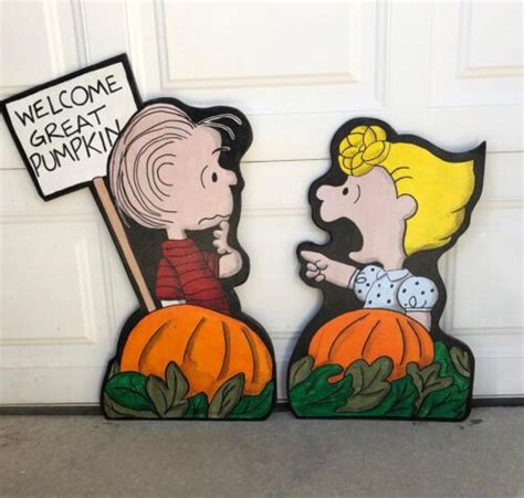 LINUS & SALLY SET ~ PEANUTS Great Pumpkin ~ HALLOWEEN LAWN ART ~ YARD ...