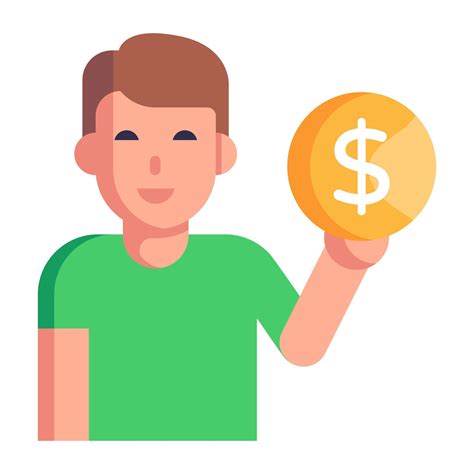 Dollar with person, flat icon of a trader 6432210 Vector Art at Vecteezy