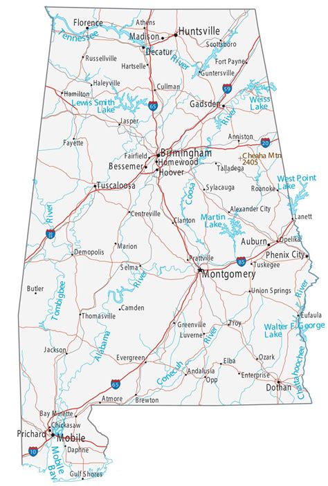 Alabama Map With Towns - Winna Kamillah