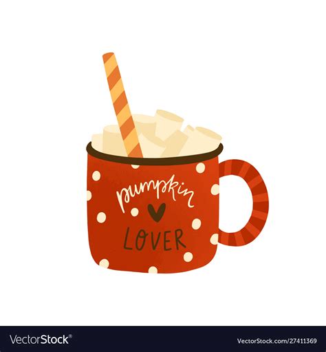 Pumpkin spice homemade latte flat Royalty Free Vector Image