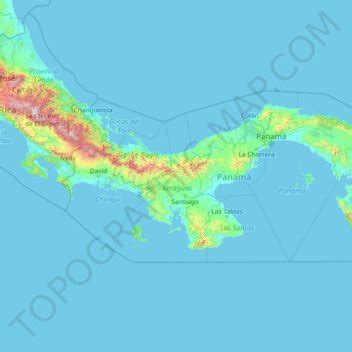 Panama topographic map, elevation, terrain