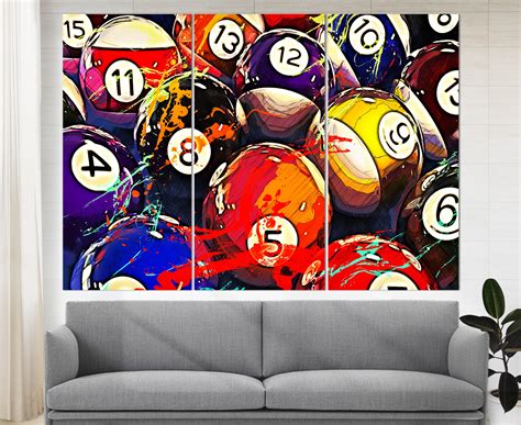 Billiards Wall Art Billiards Balls Canvas Print Game Room | Etsy