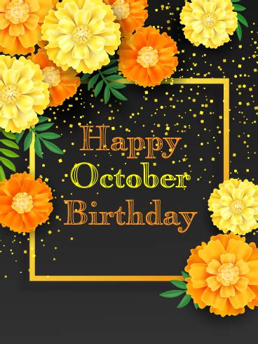 Happy October Birthday Card - Marigolds | Birthday & Greeting Cards by ...