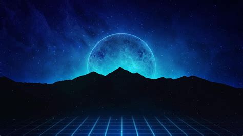 Mountains, Music, Stars, Neon, Planet, Hills, Background, Synthpop ...