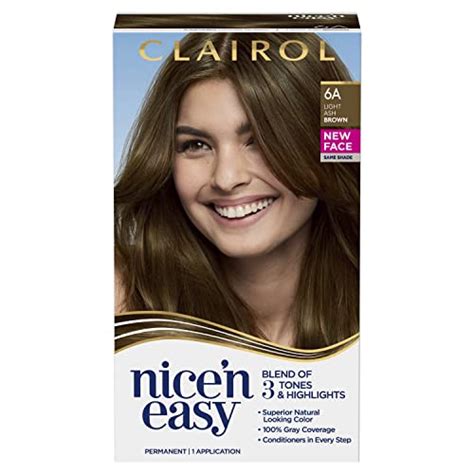 Clairol Nice'n Easy Permanent Hair Dye, 6A Light Ash Brown Hair Color ...