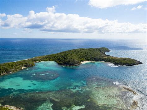 West Indies, Antigua and Barbuda, Antigua, aerial view, Green Island ...