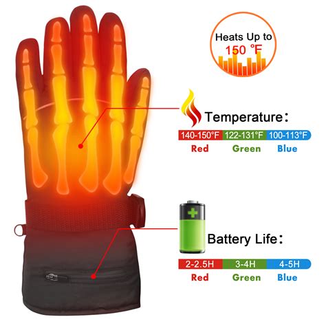 Global Vasion 7.4V Winter Warm Waterproof Electric Heated Gloves ...