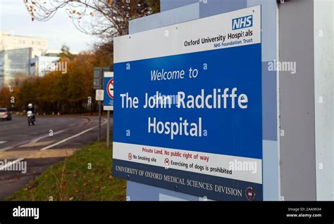 General view of the sign at the John Radcliffe Hospital in Oxford. PA ...