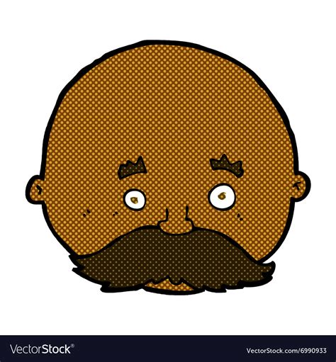 Comic cartoon bald man with mustache Royalty Free Vector