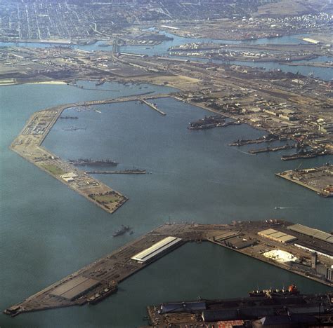 An aerial view of the harbor and shipyard area - NARA & DVIDS Public ...