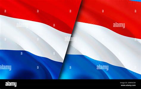 Netherlands and Luxembourg flags. 3D Waving flag design. Netherlands ...