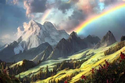 Premium Photo | Sunrise in the alps mountains color illustrationx9