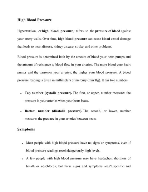 SOLUTION: High blood pressure - Studypool