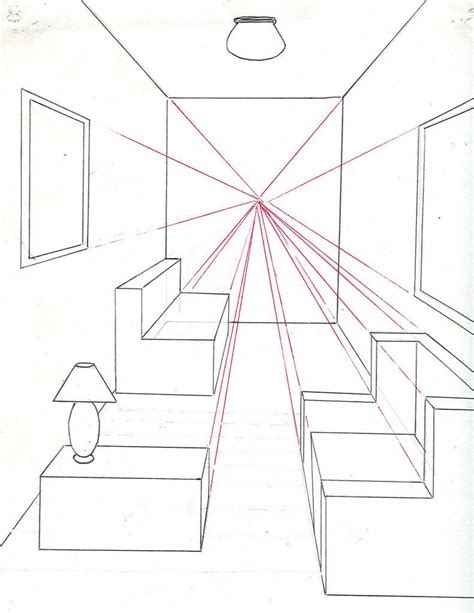 How to Draw a Room Using One Point Perspective | Perspective drawing ...