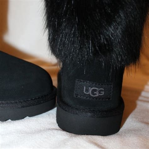 UGG | Shoes | New Ugg Womens Mini Suede Fur Trimmed Boots Black | Poshmark