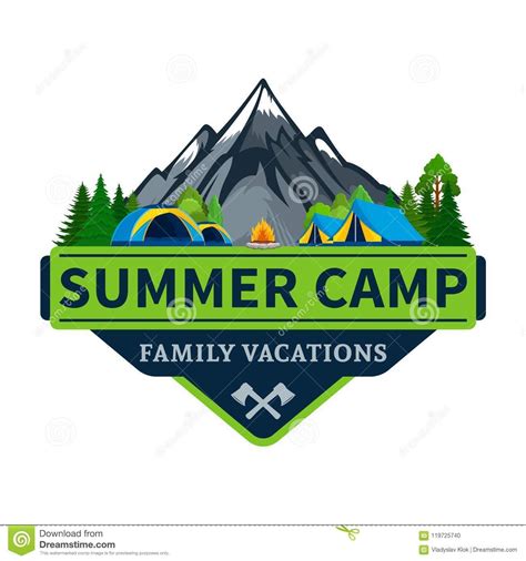 Vector summer camp logo stock vector. Illustration of landscape ...