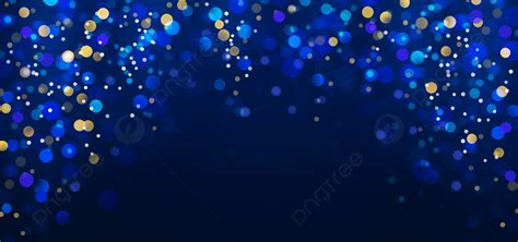 Blurred Bokeh Light With Blue And Gold Sparkle On Dark Blue Background ...