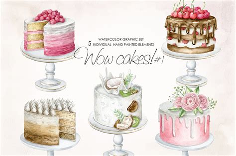 Watercolor birthday cake clipart. Logo Cake Design. (877307 ...