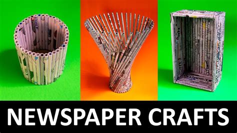 3 AMAZING ROLLED NEWSPAPER CRAFTS - EASY DIY PAPER CRAFTS - YouTube