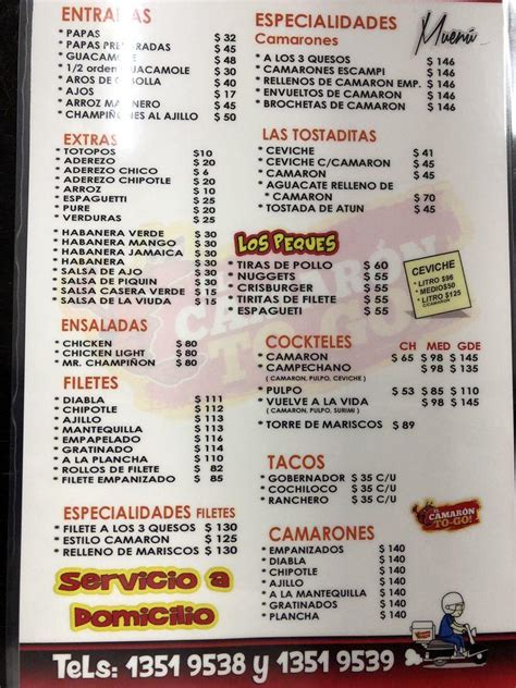 Menu at El Camarón restaurant, San Nicolás de los Garza, Av. Nogalar ...