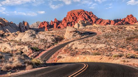 road, Mountain, Desert, Clouds, Warm Colors, Landscape, Nevada, Valley ...