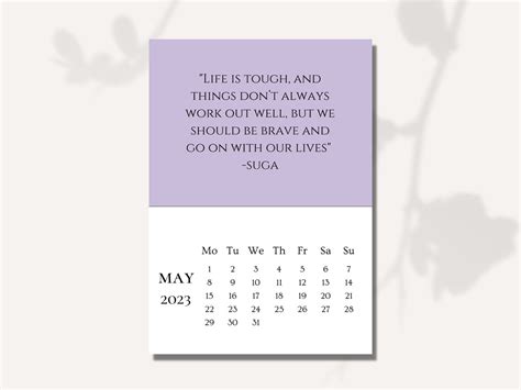 BTS Calendar BTS Quotes Calendar 2023 Calendar BTS - Etsy