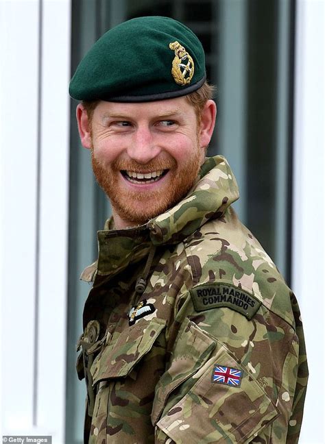 Harry's back in uniform! Prince arrives at the Royal Marines base in ...