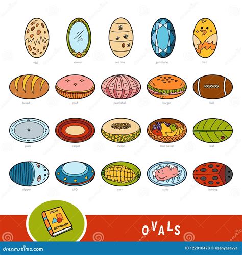 Colorful Set of Oval Shape Objects. Visual Dictionary Stock Vector ...