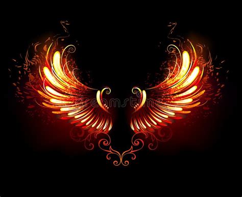 Fire Wings on Black Background Stock Vector - Illustration of fantasy ...