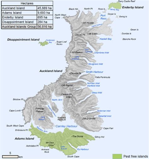 Auckland Island Shipwrecks Map