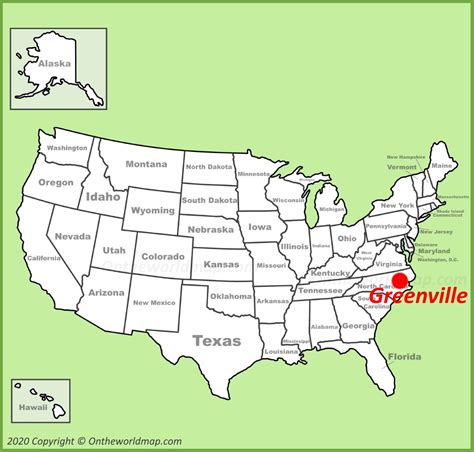 Greenville location on the U.S. Map - Ontheworldmap.com