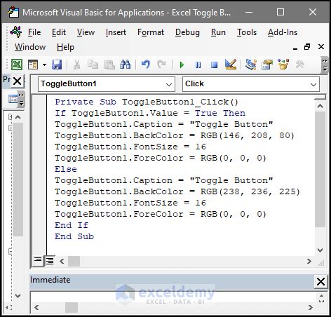 How to Change the Color of the Toggle Button When Pressed in Excel ...