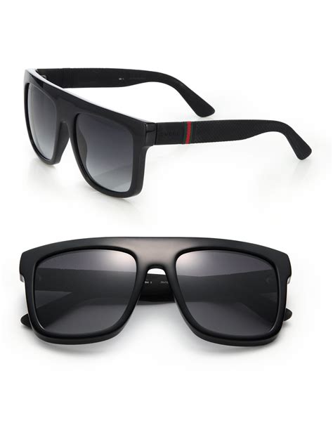 Gucci 1116/s 55mm Mirror Rectangular Sunglasses in Black for Men | Lyst