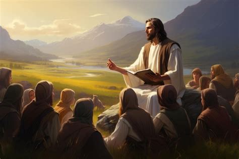 Premium AI Image | jesus christ bible holy mountain sermon