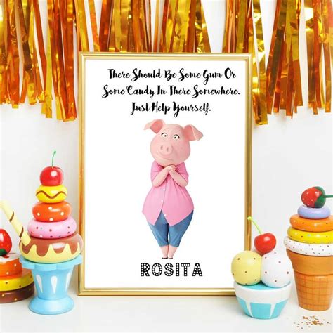 Sing Movie Quote Printable Rosita Sing Birthday Party Decor | Etsy