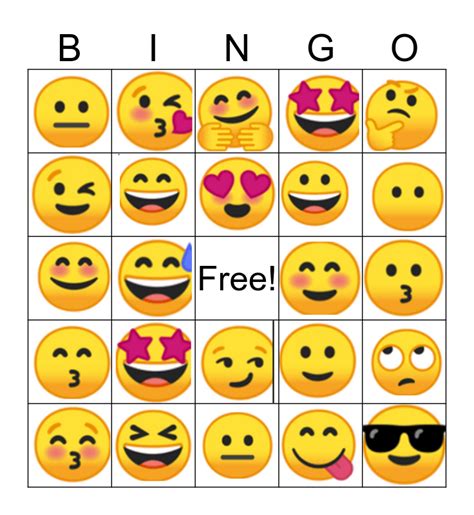 Smiley Face Emoji Bingo