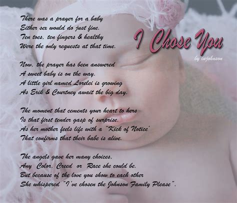 Items similar to Baby Poem "I Chose You" Beautiful baby gift ...